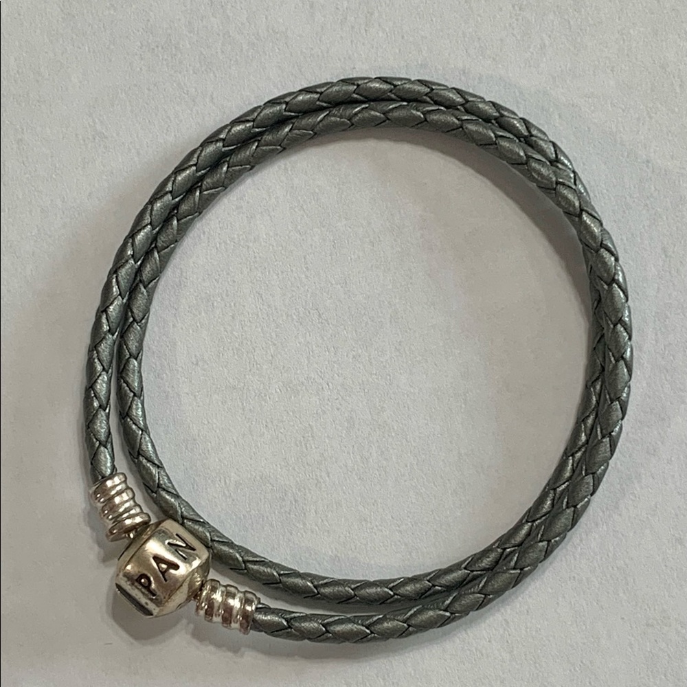 Pandora Gray wrap leather bracelet